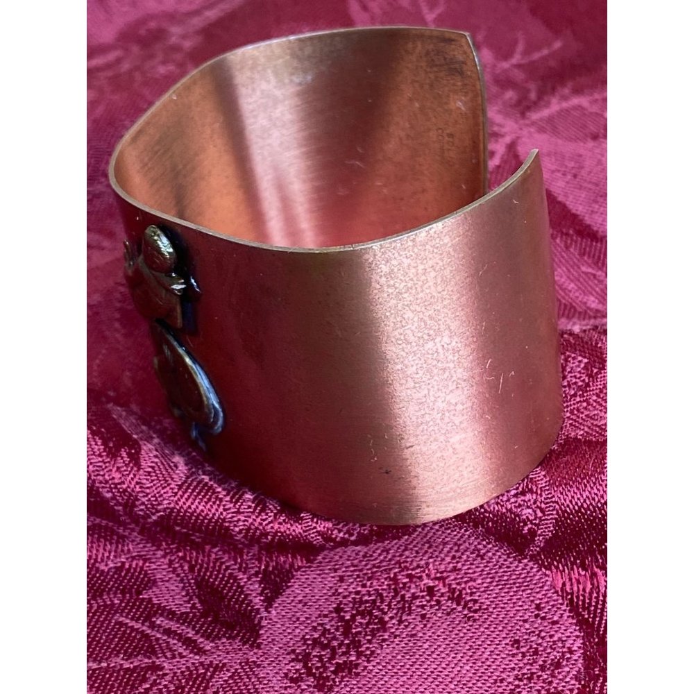 Vintage Southwestern Bucking Bronco Cowboy 3D Copper Cuff Bracelet Horse Western - Picture 5 of 9